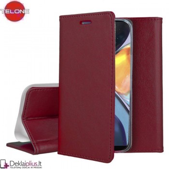 Telone dirbtinos odos atverčiamas dėklas - bordo spalvos (Motorola Moto G22/E32/E32S) Telone dirbtinos odos atverčiamas dėklas - bordo spalvos (Motorola Moto G22/E32/E32S)